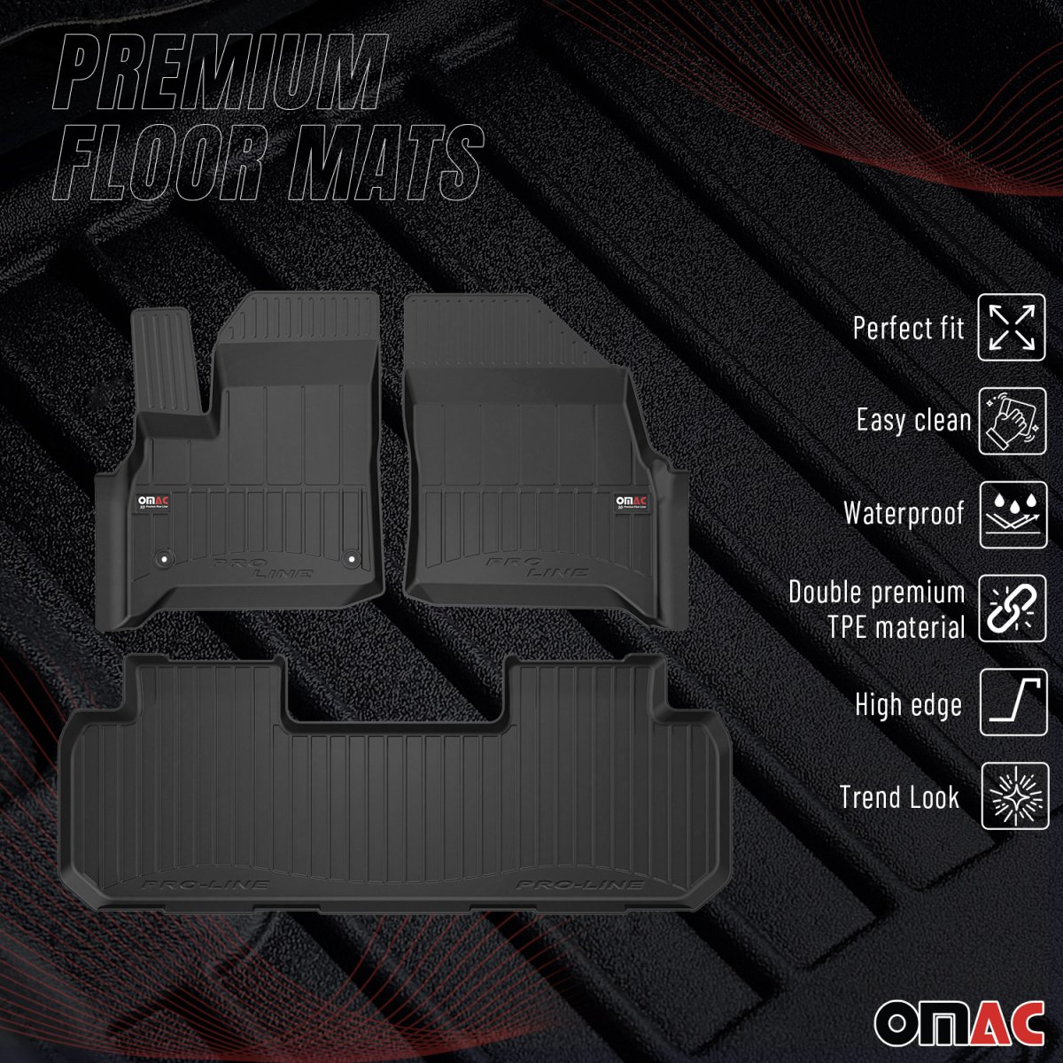 Chevrolet Traverse Floor Mat - Omac - Premium TPE - Black - 2018-2024